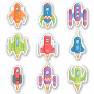 Adesivo Navios Coloridos de Foguetes