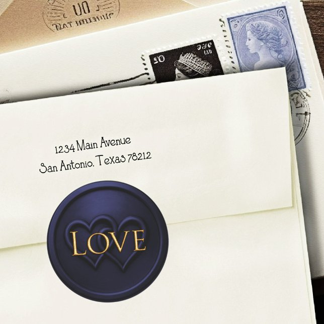 Adesivo Navy Blue 2 Two Hearts Gold Love Wedding (Criador carregado)