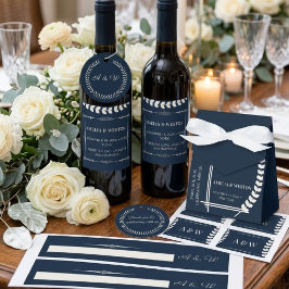 Adesivo Navy Blue and Ivory Elegant Monogram Wedding