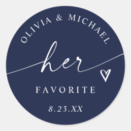 Adesivo Navy Blue Her Favorite Script Wedding Treat Bag