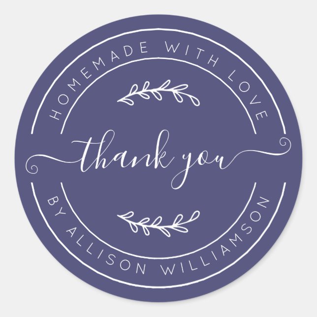 Adesivo Navy Blue Homemade Thank You Label (Frente)