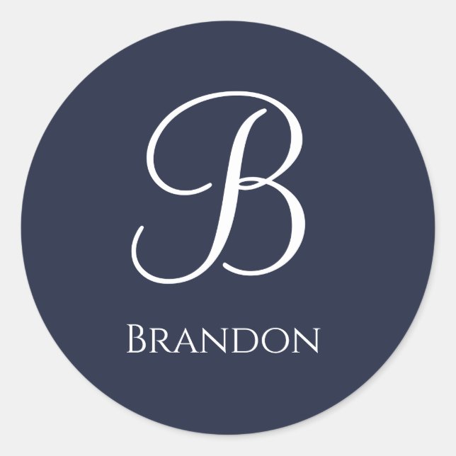 Adesivo Navy Blue Personalized Name and Monogram (Frente)