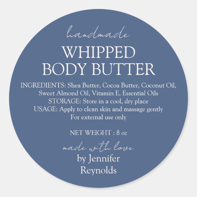 Adesivo Navy Handmade Body Butter Organic (Frente)