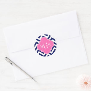 Adesivo Navy Lg Chevron Rosa Quente #2 Quatrefoil 3 Monogr