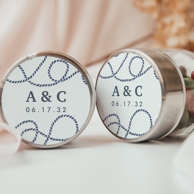 Adesivo Navy & White | Seaworthy Wedding Monogram (Criador carregado)