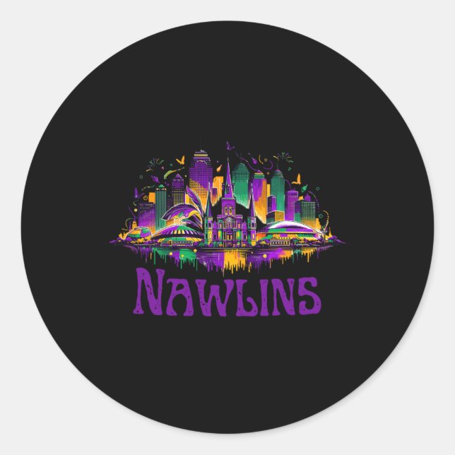 Adesivo Nawlins New Orleans Cityscape Mardi-gras Souvenir  (Frente)