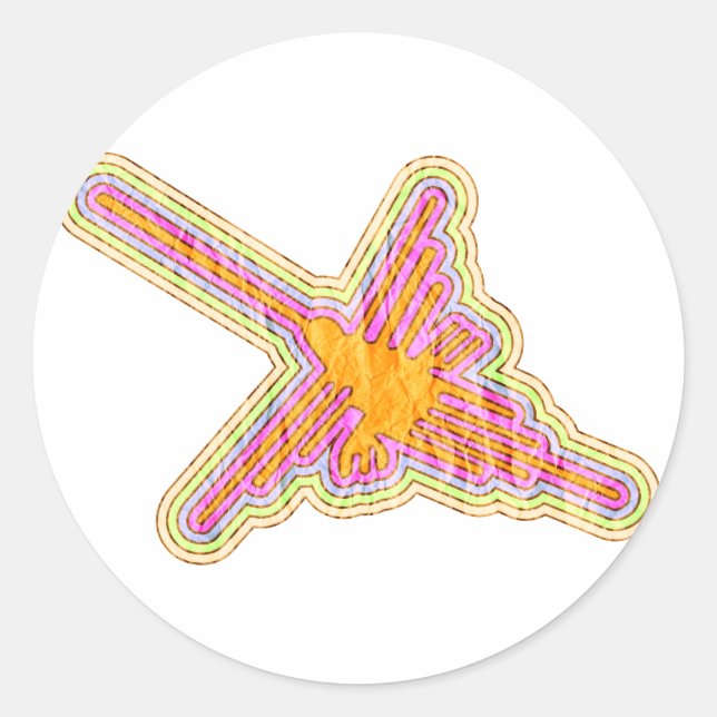 Adesivo Nazca Lines Hummingbird com efeito de papel rugoso (Frente)