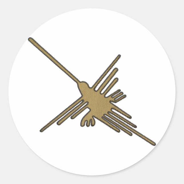 Adesivo Nazca Lines Hummingbird Faux Embroiderme Impressão (Frente)