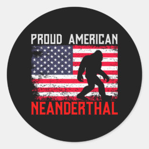 Adesivo Neandertal Americano Orgulhoso   Pavilhão EUA e P