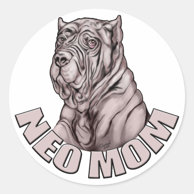 Adesivo Neapolitan Mastiff Mãe Preta (Frente)