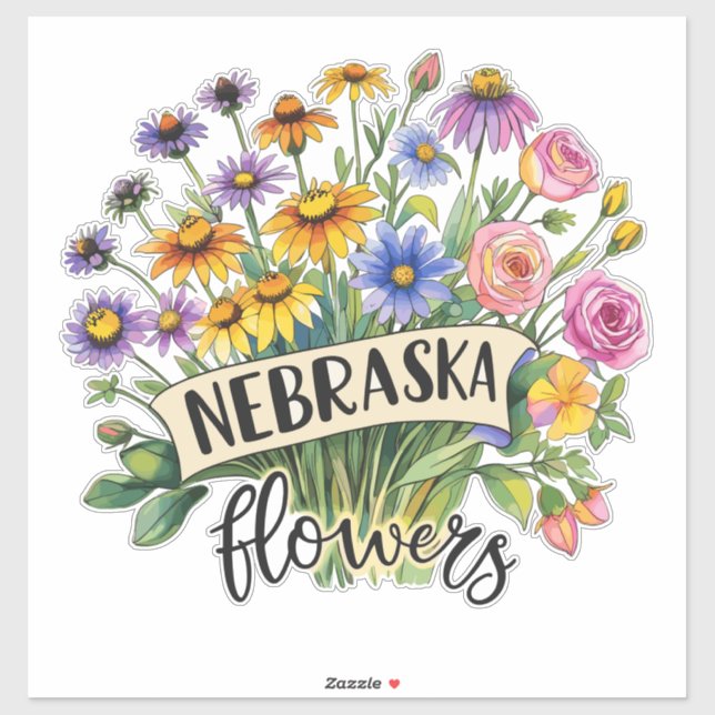 Adesivo Nebraska Flowers - Nebraska Wild Flowers Bloom (Folha)