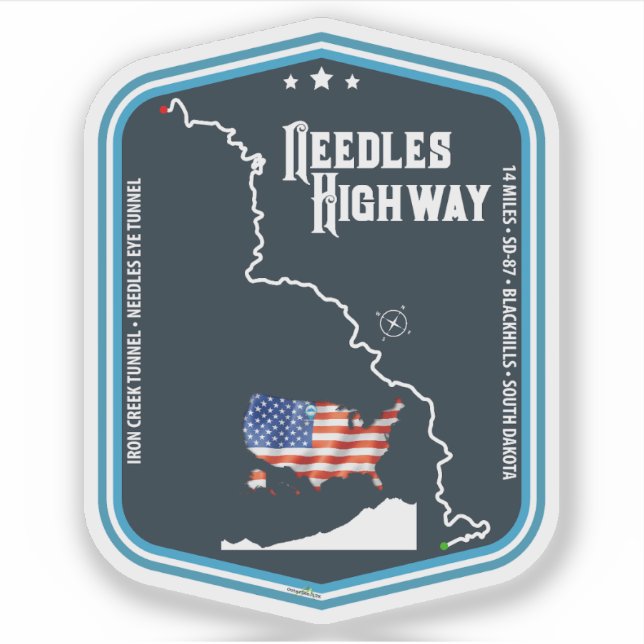 Adesivo Needles Highway US87 USA Black Hills SD 03 Sticker (Frente)