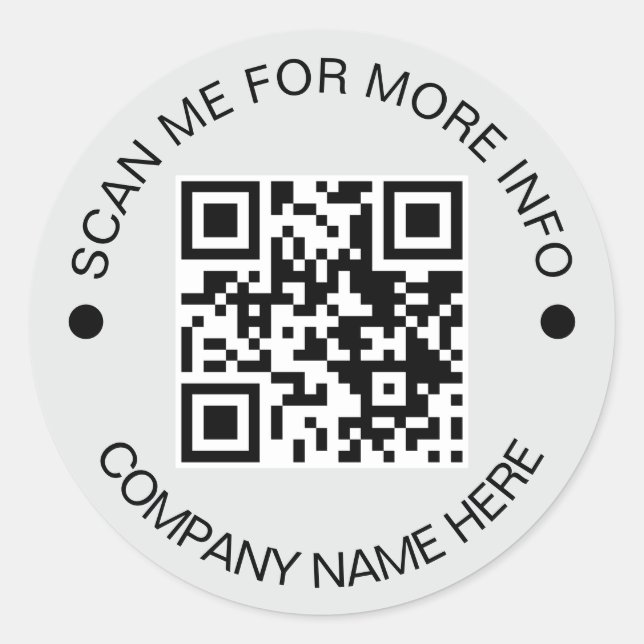 Adesivo Negócio à prova d'água com código QR circular Cinz (Frente)