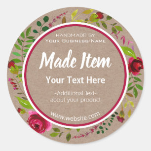 Adesivo Negócio caseiro Handmade customizável de Kraft D