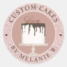Adesivo Negócio de Bolo de Cristal Rosa Torta de Chocolate