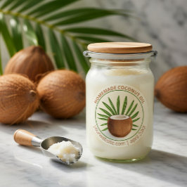 Adesivo Negócio de Óleo de Coco Caseiro Personalizado