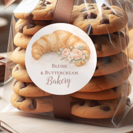 Adesivo Negócio de Padaria Croissant Romântico Blush