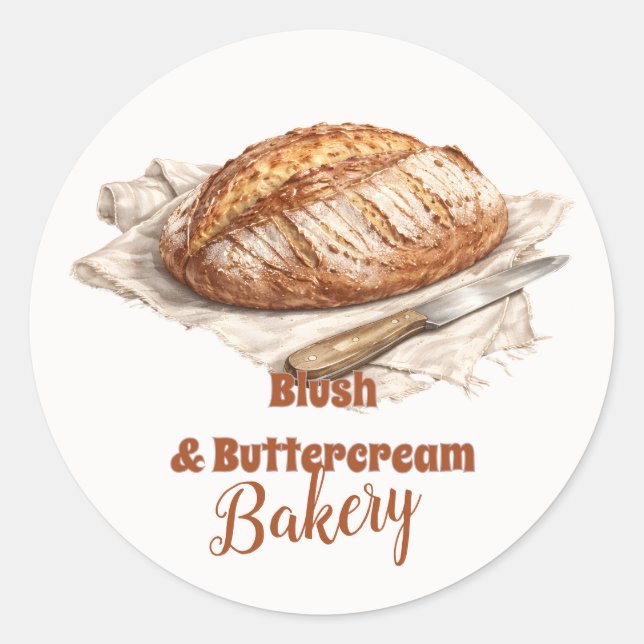 Adesivo Negócio de Padaria de Pão Artesanal Blush (Frente)