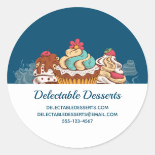 Adesivo Negócio doce da sobremesa dos cupcakes retros do