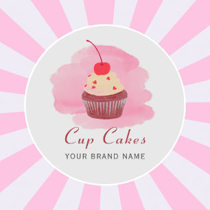 Adesivo Negócio moderno de cupcake rosa