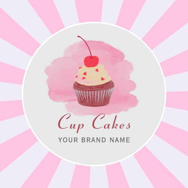 Adesivo Negócio moderno de cupcake rosa (Criador carregado)