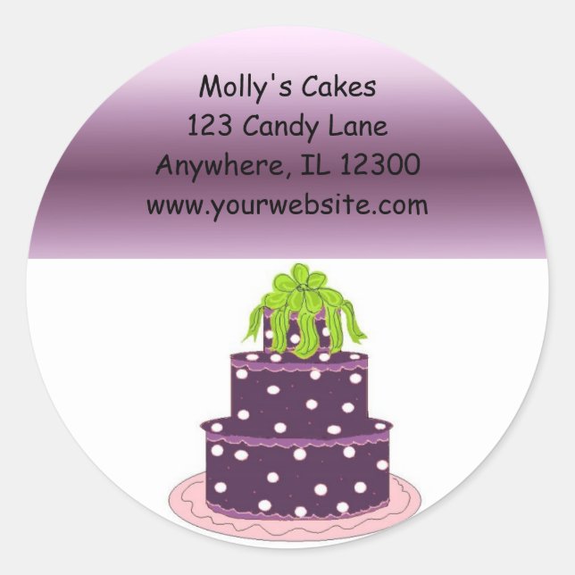 Adesivo Negócios de Bolo de Designer Roxo (Frente)
