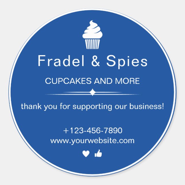 Adesivo Negócios de Cupcake simples e branco (Frente)