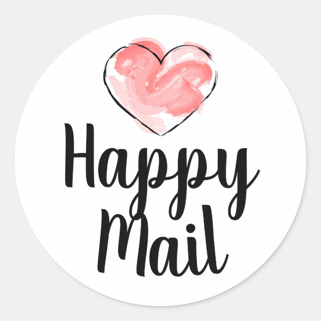 Adesivo Negócios de E-mail Feliz - Coração Fofo (Frente)