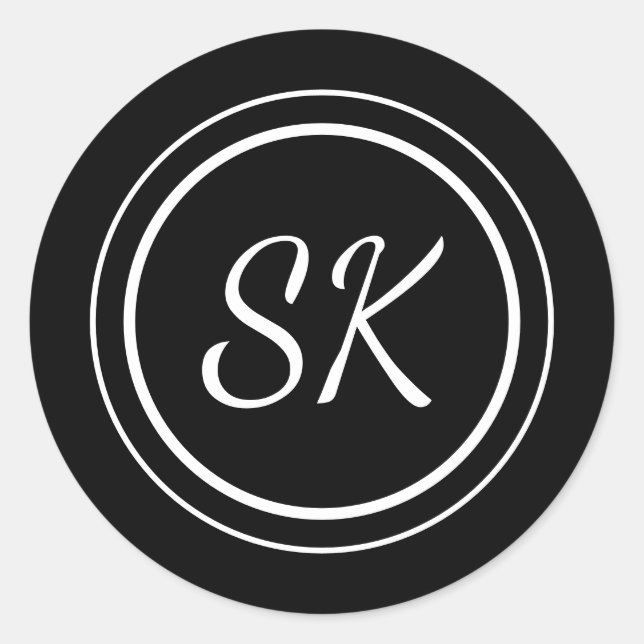 Adesivo Negócios de Monograma Profissional Preto Elegante (Frente)