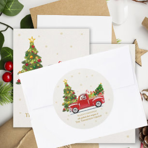 Adesivo Negócios de Natal de Caminhão Vermelho Antigo Árvo