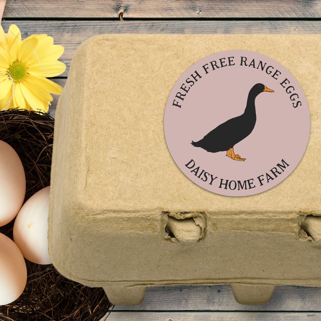 Adesivo Negócios de Ovos de Pato Fresco (Fresh Free range duck eggs personalized small business name stickers)