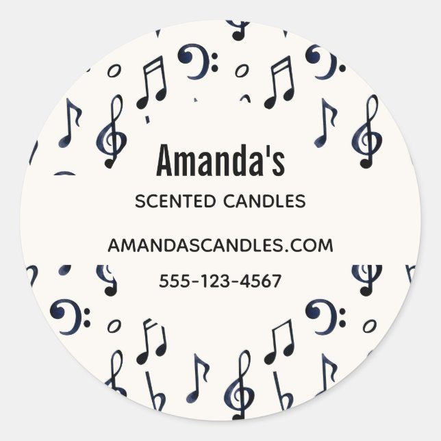 Adesivo Negócios de Padrão de Notas Musicais (Frente)