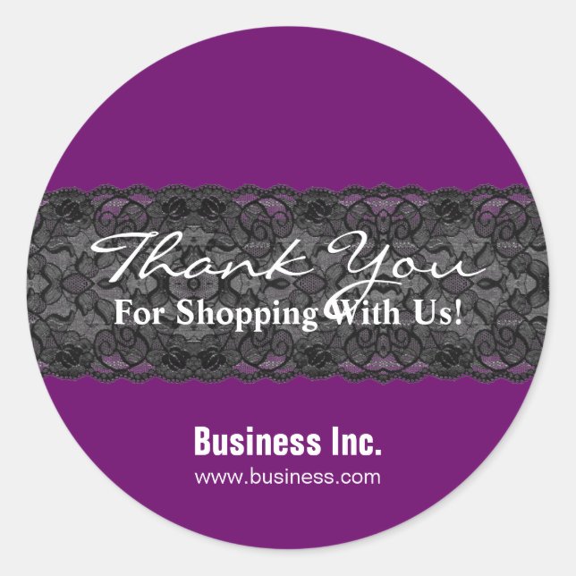 Adesivo Negócios Obrigado A Lace Roxo (Frente)