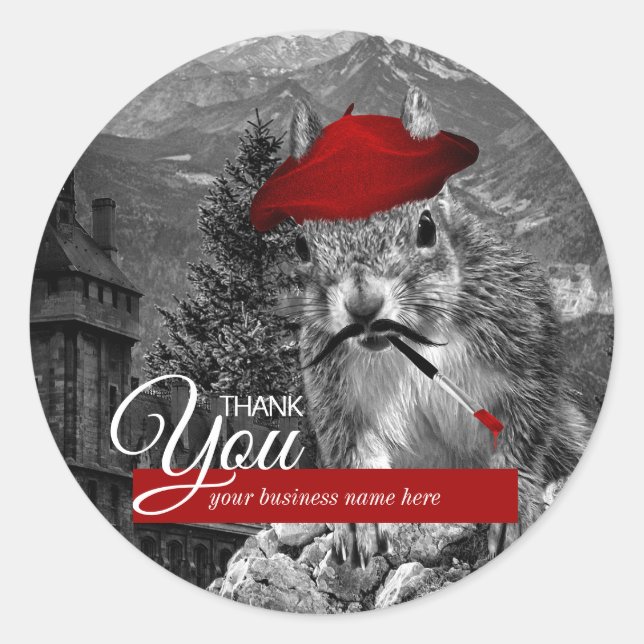 Adesivo Negócios Obrigado Artista Engraçado do Esquilo (Frente)