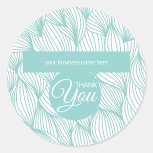 Adesivo Negócios Obrigado Botânica Azul e Branco Suave