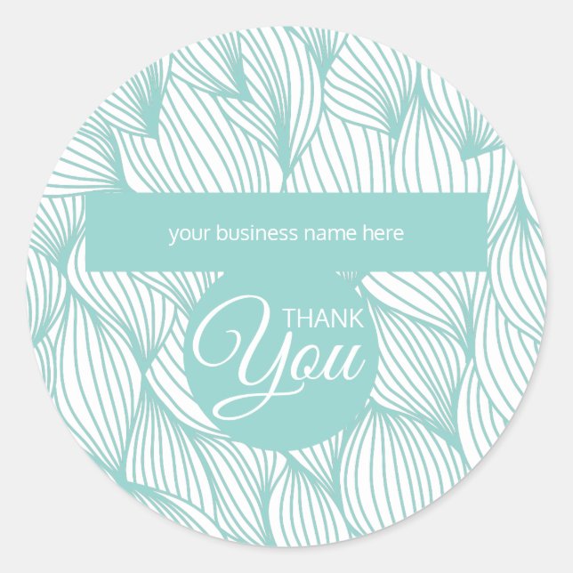 Adesivo Negócios Obrigado Botânica Azul e Branco Suave (Frente)