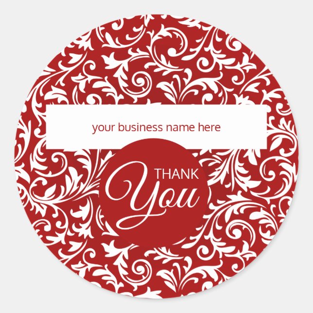 Adesivo Negócios Obrigado Red and White Bontanic (Frente)