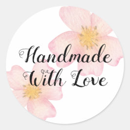 Adesivo Negócios Pequenos Feito à Mão Com Amor - Floral Ro
