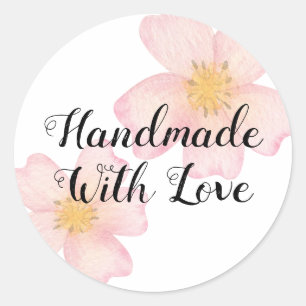 Adesivo Negócios Pequenos Feito à Mão Com Amor - Floral Ro
