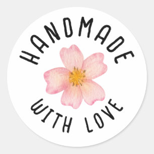 Adesivo Negócios Pequenos Feitos à Mão Com Amor - Floral R