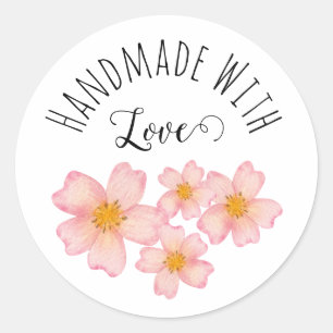 Adesivo Negócios Pequenos Feitos à Mão Com Amor - Floral R