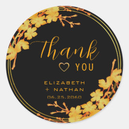 Adesivo Negra Clássica e Casamento Dourado Obrigado