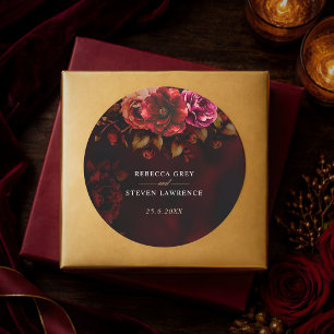 Adesivo Negra-vermelha-esbelta floral romântica de casamen