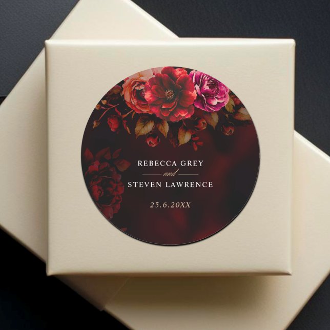 Adesivo Negra-vermelha-esbelta floral romântica de casamen (Criador carregado)