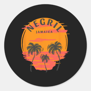 Adesivo Negril Jamaica Palmeiras Por do Sol Crânio Praia F