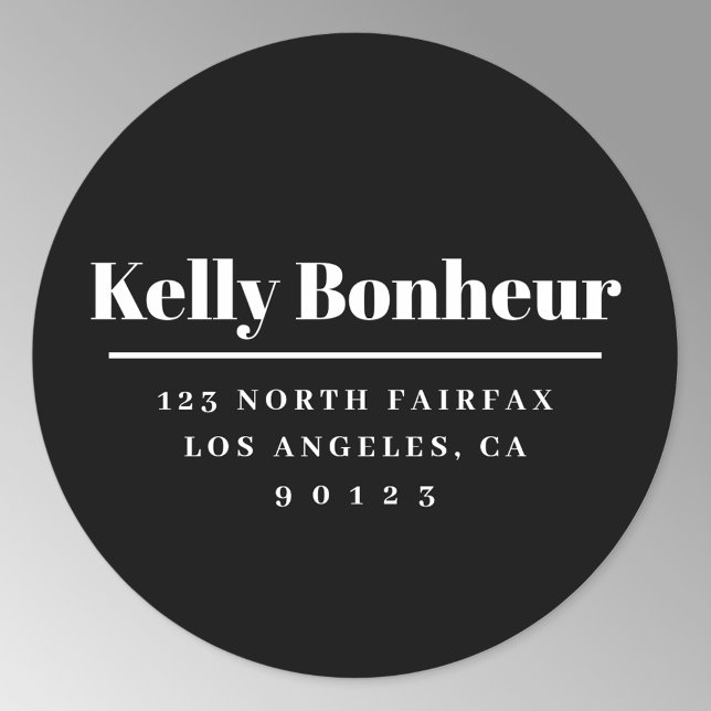 Adesivo Negrito Moderno Endereço de Devolução Preto e Bran (Criador carregado)