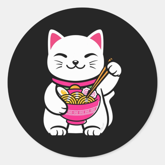 Adesivo Neko Cat Ramen Anime Kawaii Presente de adolescent (Frente)