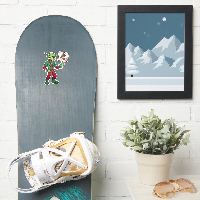 Adesivo Nenhum Natal – Estilo Alien Rebelde (Prancha de snowboard)