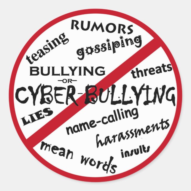 Adesivo Nenhuma Preferencialmente de Mensagem de Bullying  (Frente)