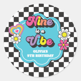 Adesivo Neon 90s Retro Nove é um Vibe 9º aniversário